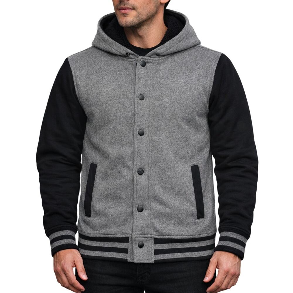 Tony Hawk Men's Small Varsity Hoodie Jacket Faux Fur Lined Gray Black